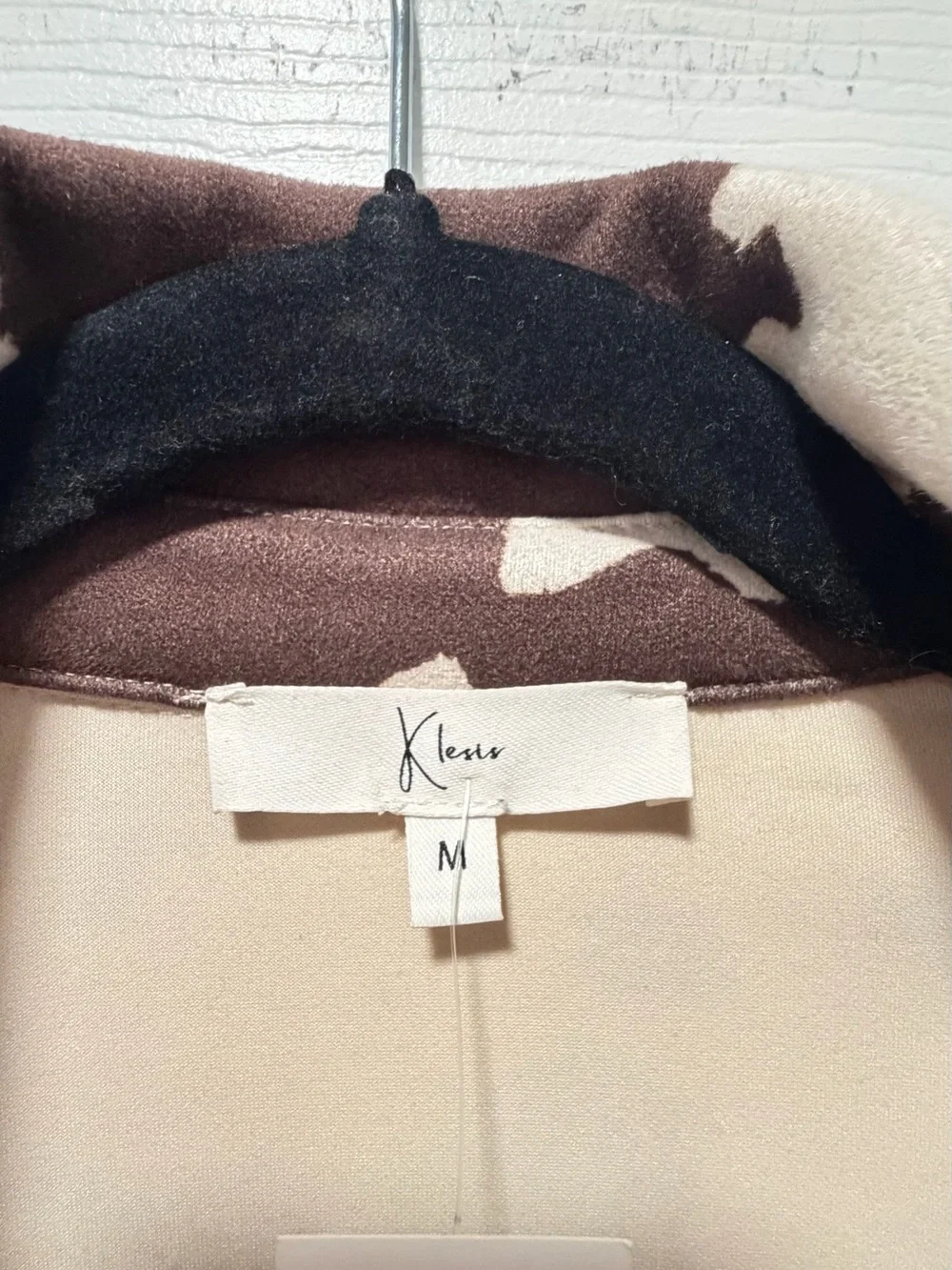 Cow Print Cropped Button Jacket - Brown & Cream